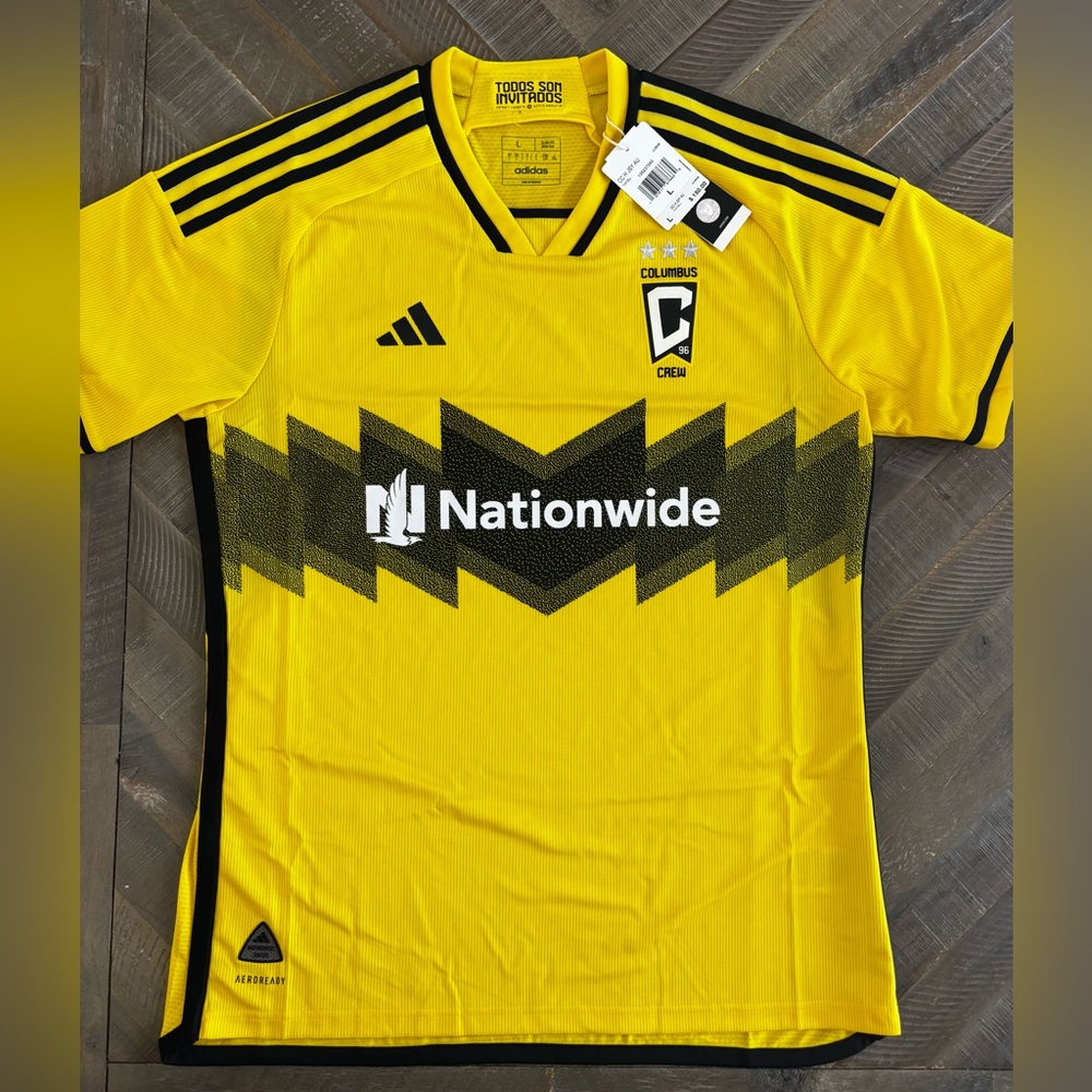 adidas Columbus Crew SC MLS Soccer Jersey Large Yellow Black